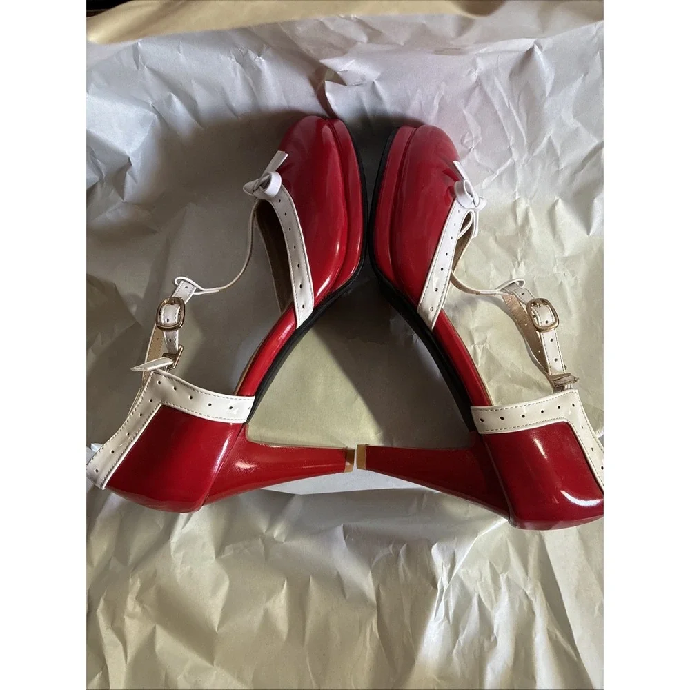 Hot Red & White Retro Ballroom / Swing Dance Shoes – Sz EU 45 (US Women's 14)